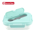 Bento escolar em vidro borosilicato seguro para micro-ondas com talheres